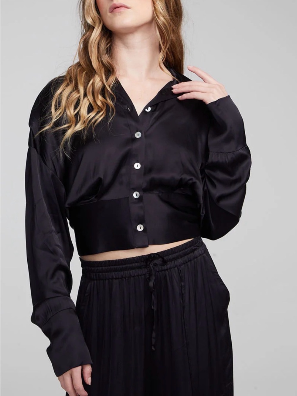 Chaser Black Viscose Blend Top with Tag Detail